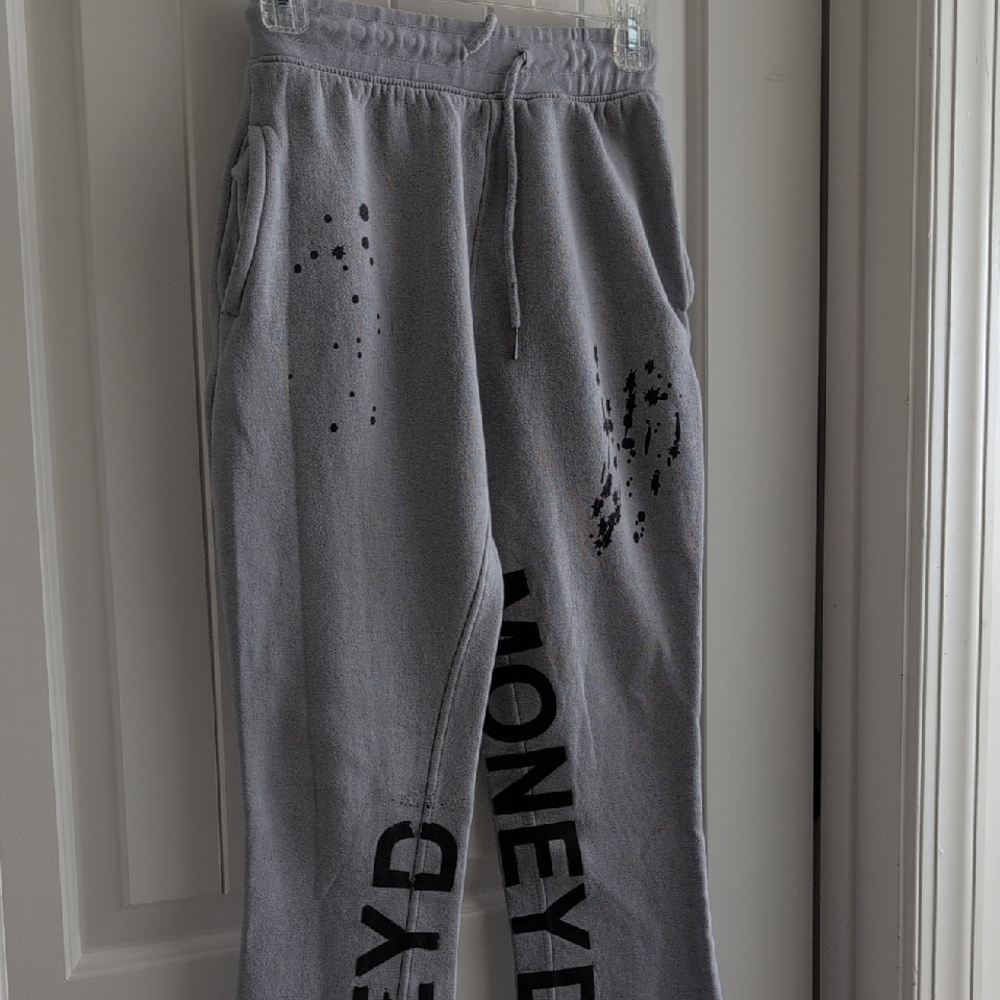 Gray Sweatpants with Black Print
